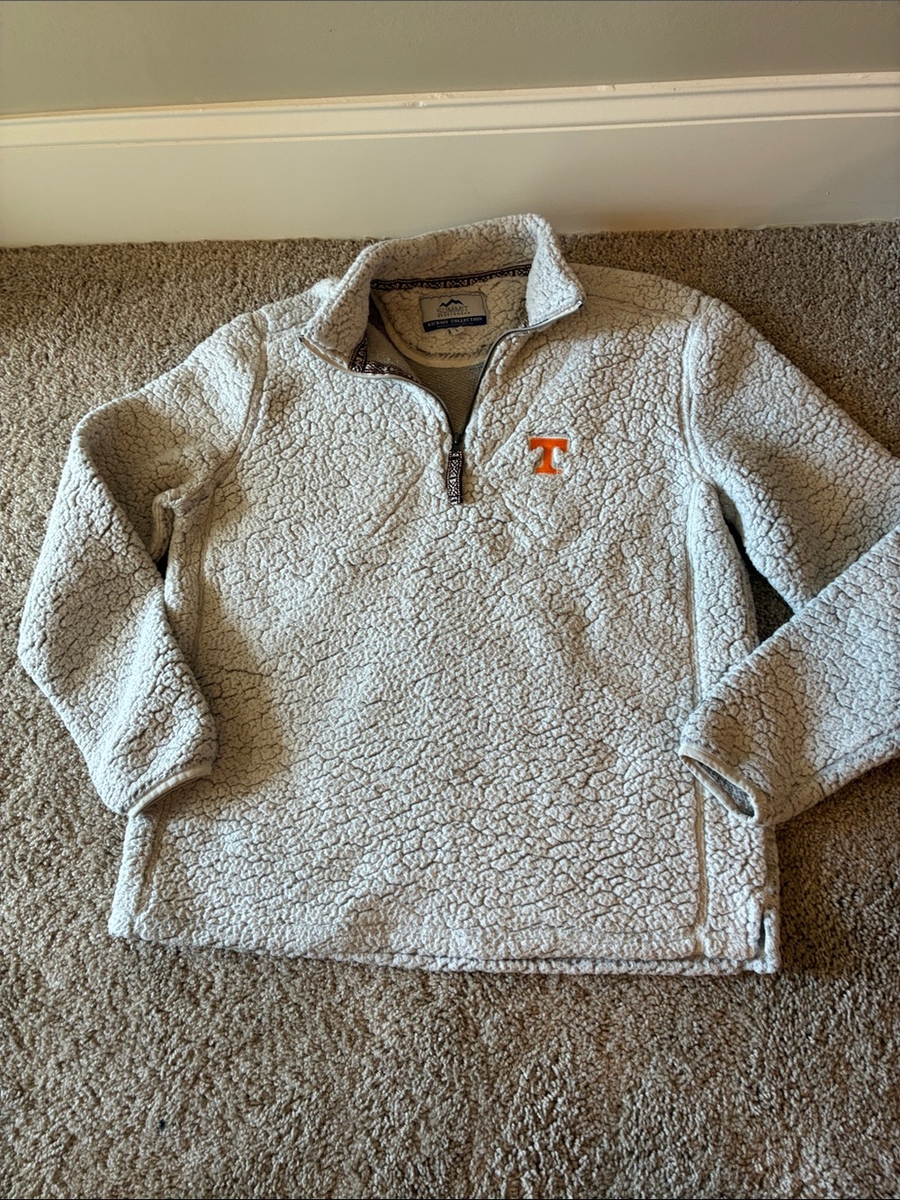 Ivory Sherpa Quarter-Zip Pullover with Orange TN logo